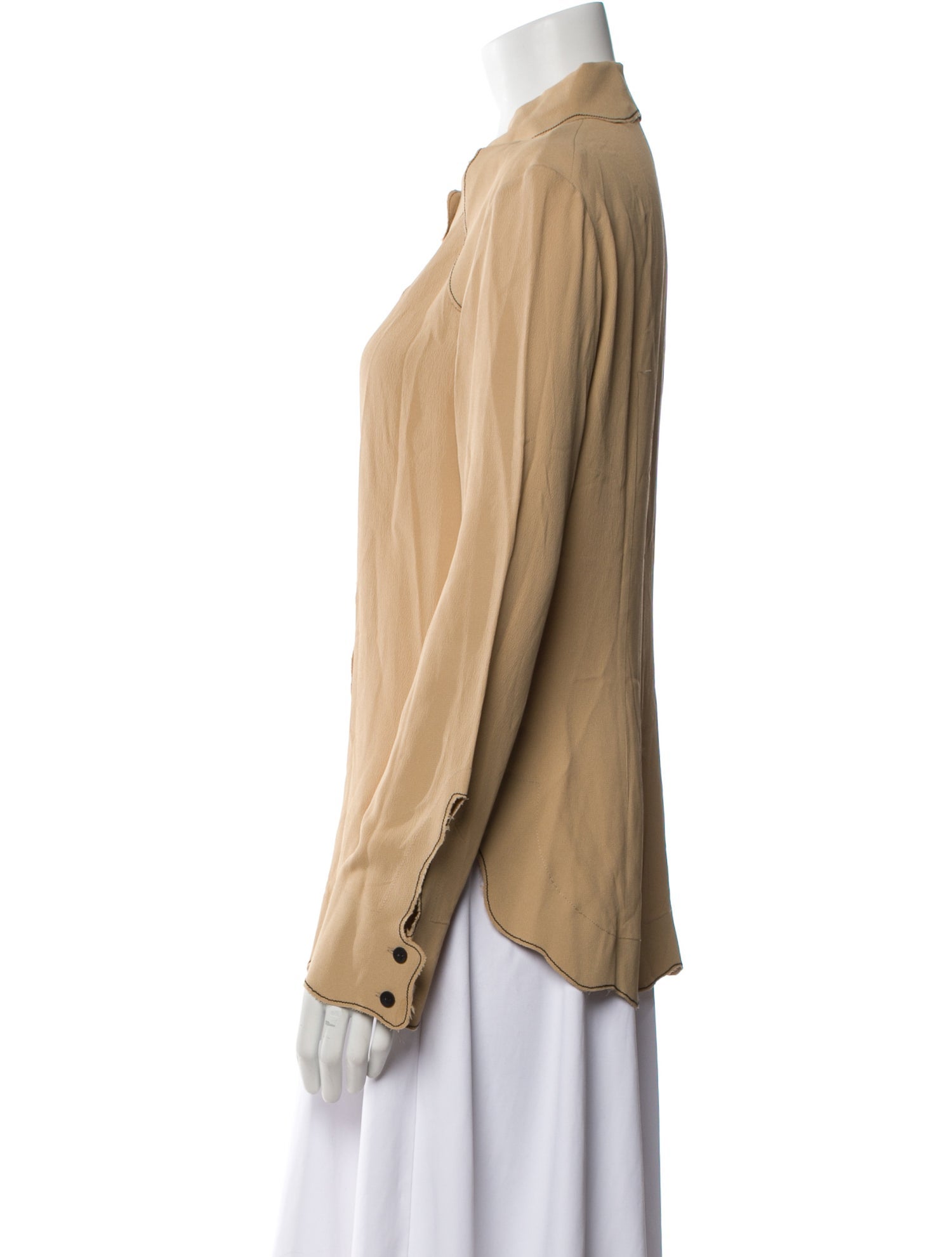 Veronique Leroy Silk Long Sleeve Button-Up Top