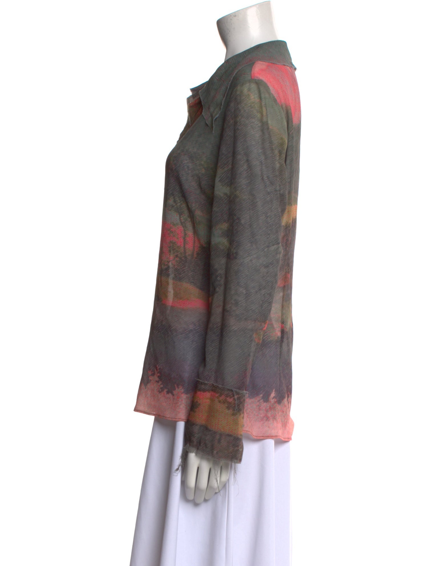 Veronique Leroy Printed Long Sleeve Button-Up Top