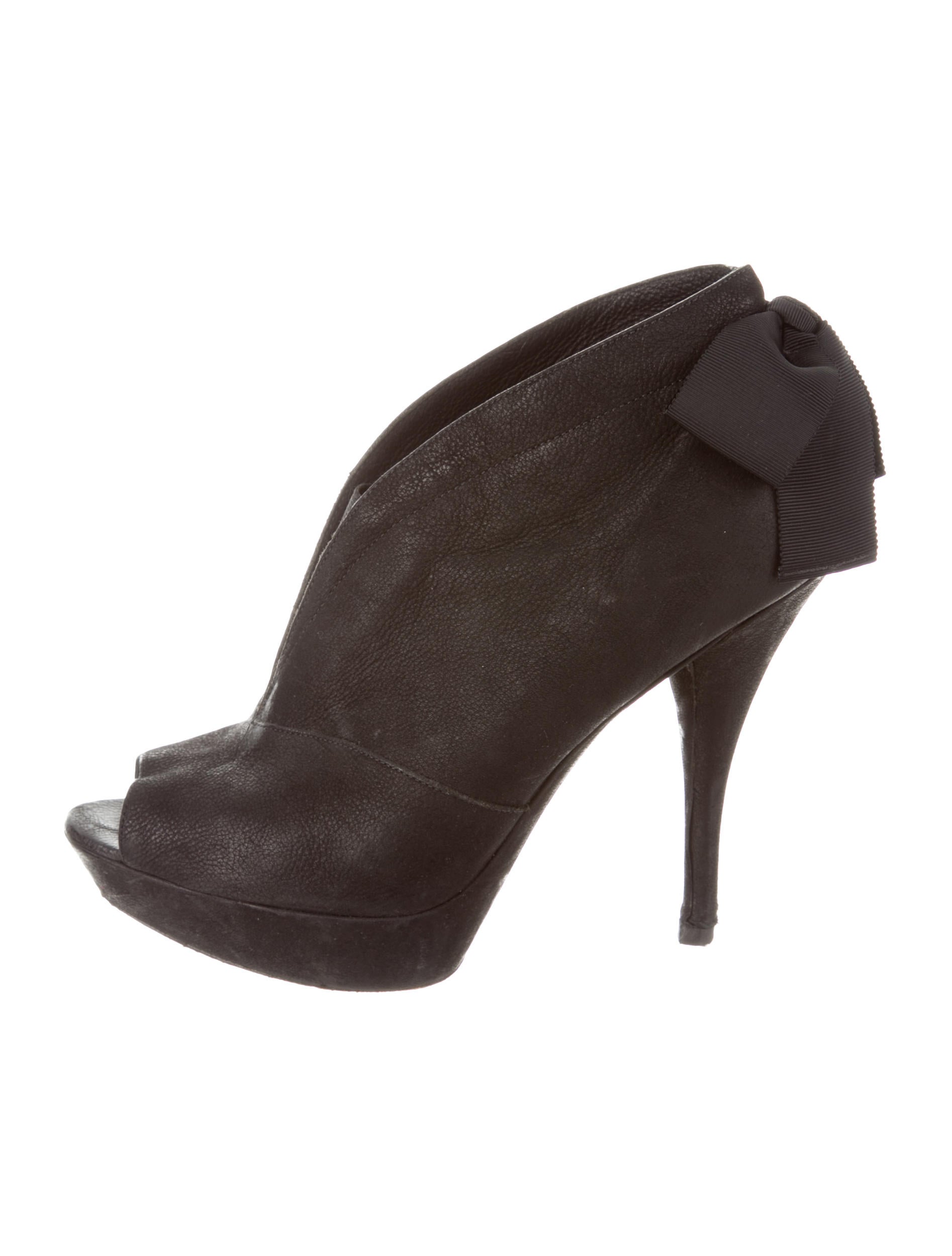 red leather peep toe booties