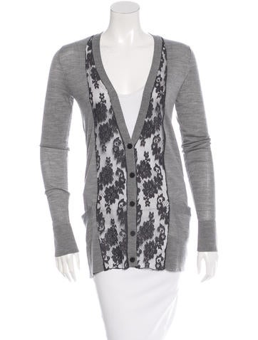 Vera Wang Wool Lace-Trimmed Cardigan
