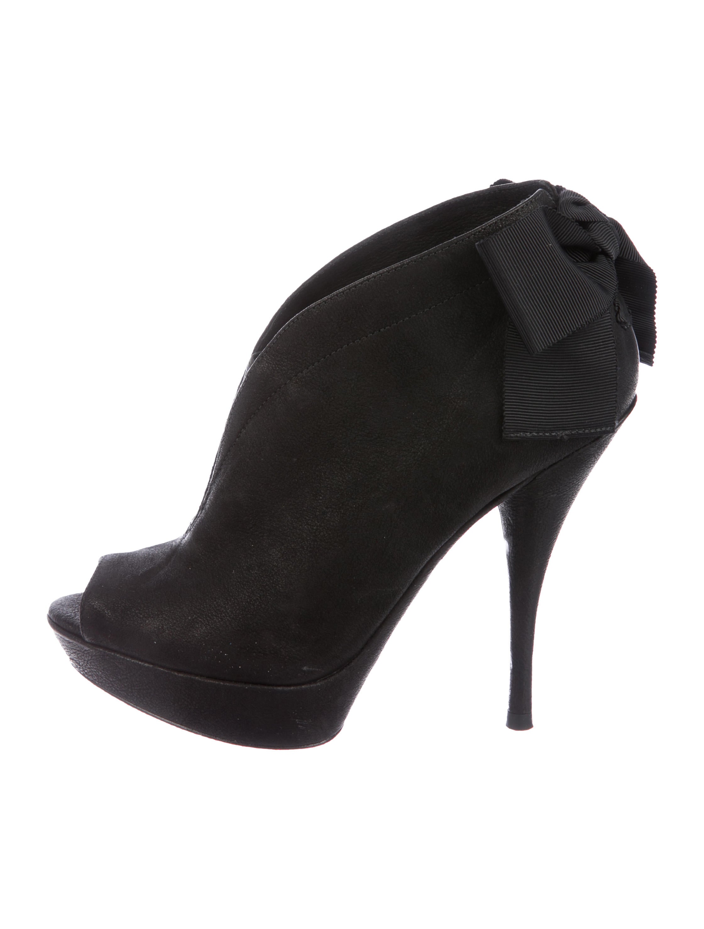 Vera Wang Leather Peep-Toe Ankle Boots