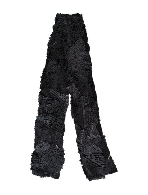 Vera Wang Embroidered Fringe Scarf Black