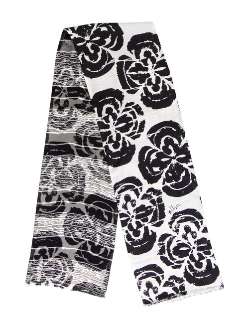 Vera Wang Silk Printed Scarf Black
