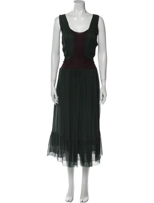 Vera Wang Silk Long Dress Green