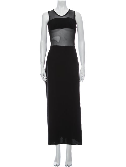 Vera Wang Crew Neck Long Dress Black