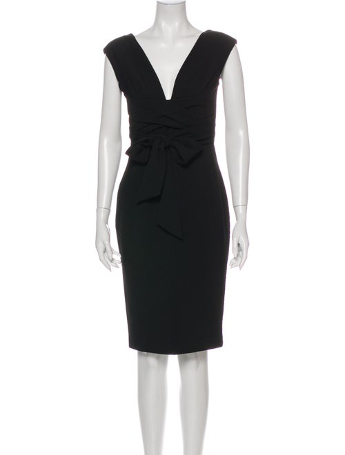 Vera Wang V-Neck Knee-Length Dress Black