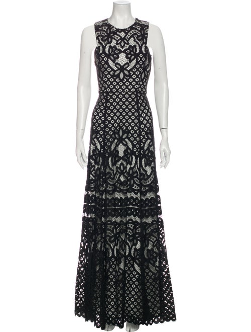 Vera Wang Lace Pattern Long Dress Black