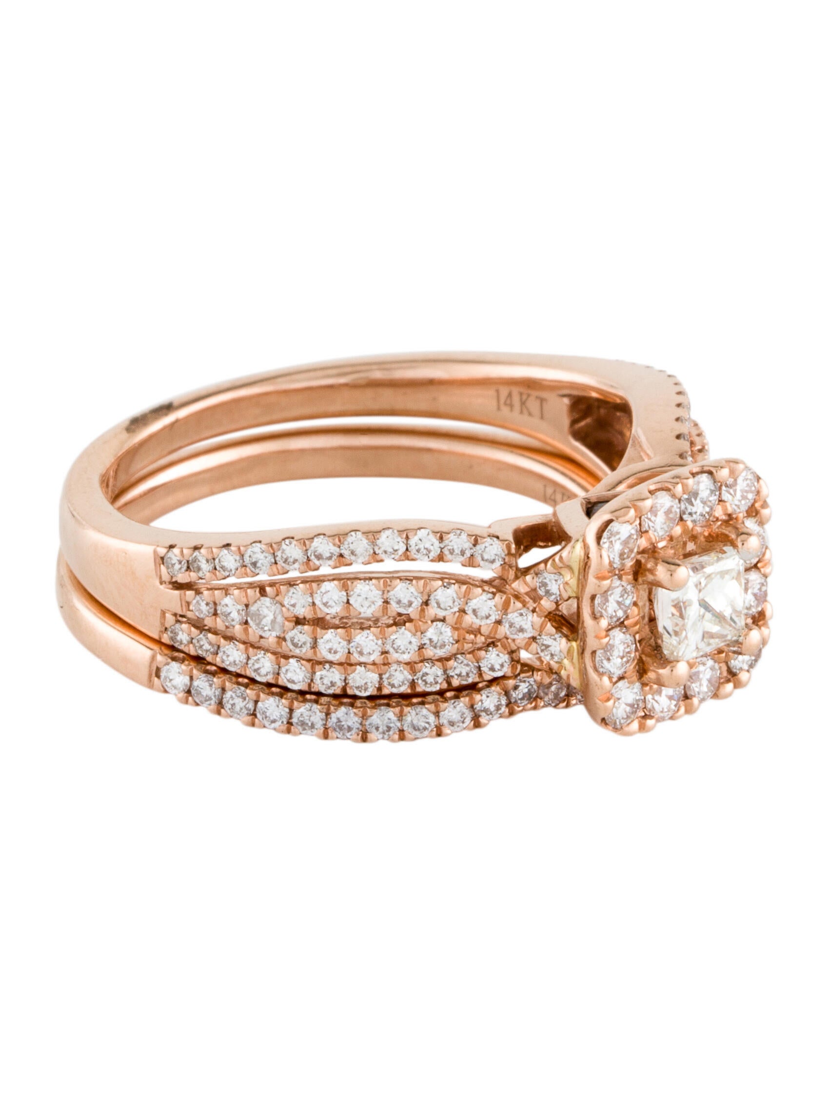 Vera Wang 14K Diamond Wedding Set 14K Rose Gold Wedding Set, Rings