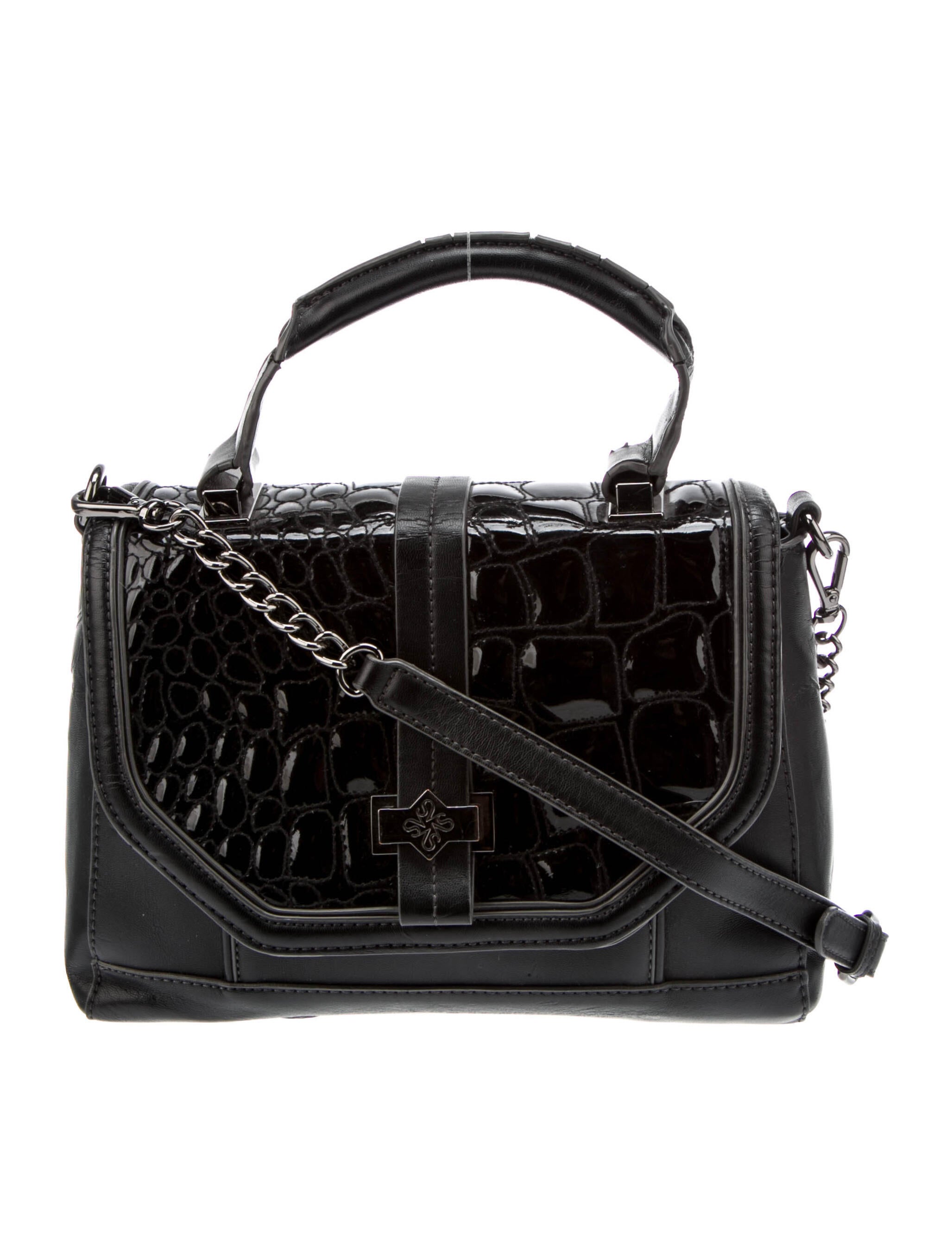 Vera Wang Flap Top Leather Shoulder Bag Black Shoulder Bags, Handbags