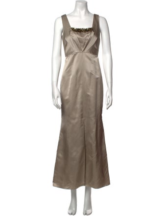 Vera Wang Square Neckline Long Dress