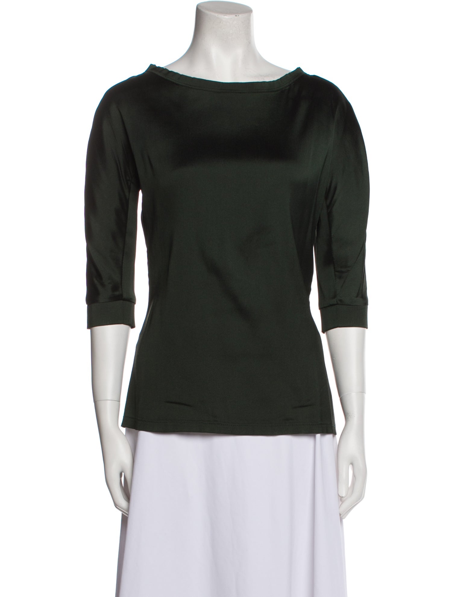 Vera Wang Bateau Neckline Three-Quarter Sleeve Top