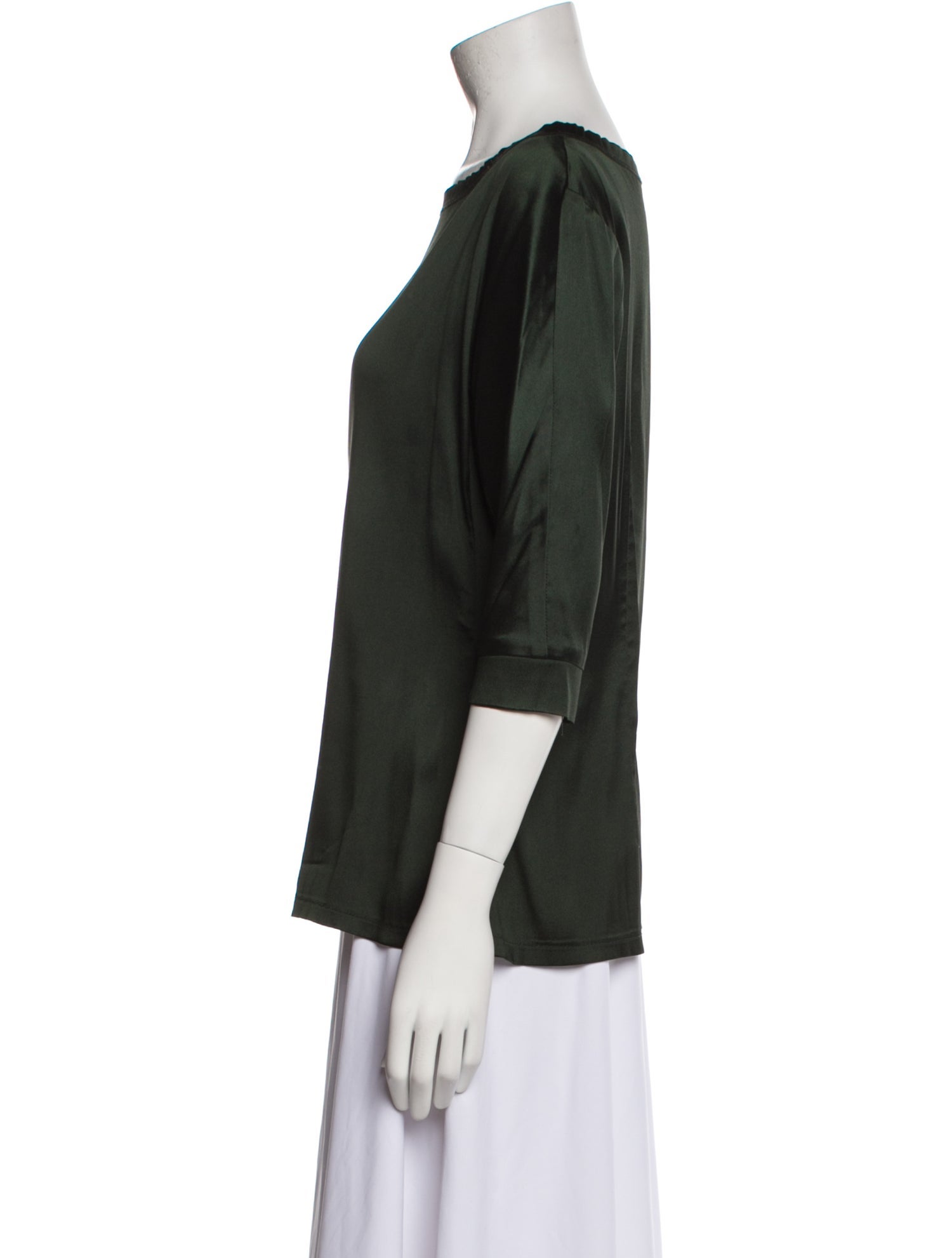 Vera Wang Bateau Neckline Three-Quarter Sleeve Top