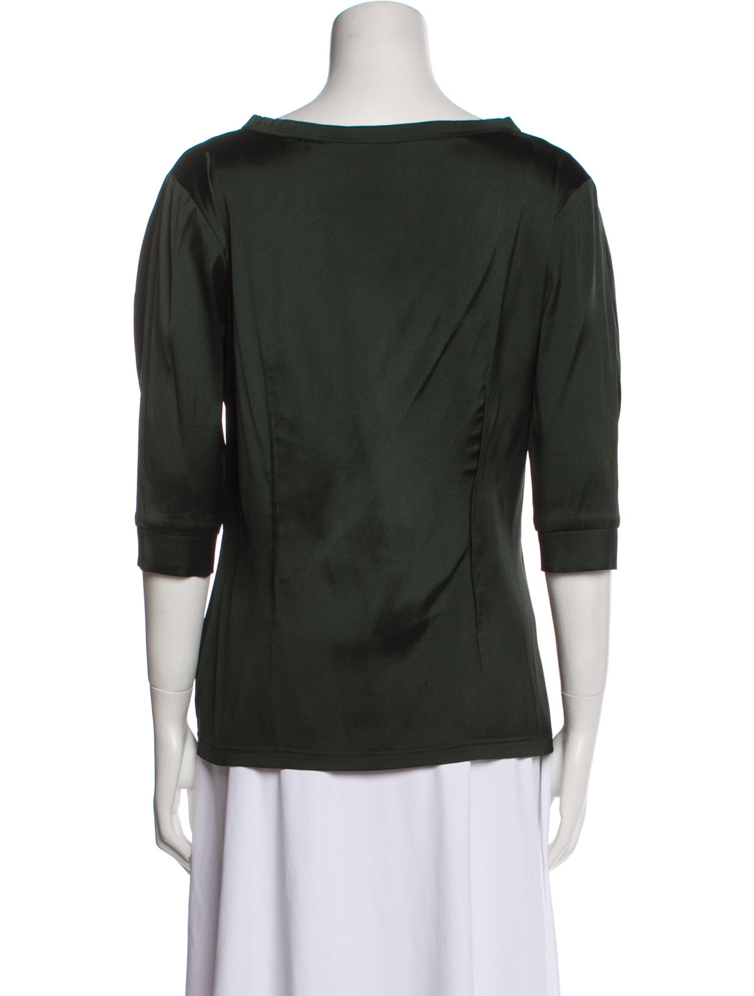 Vera Wang Bateau Neckline Three-Quarter Sleeve Top