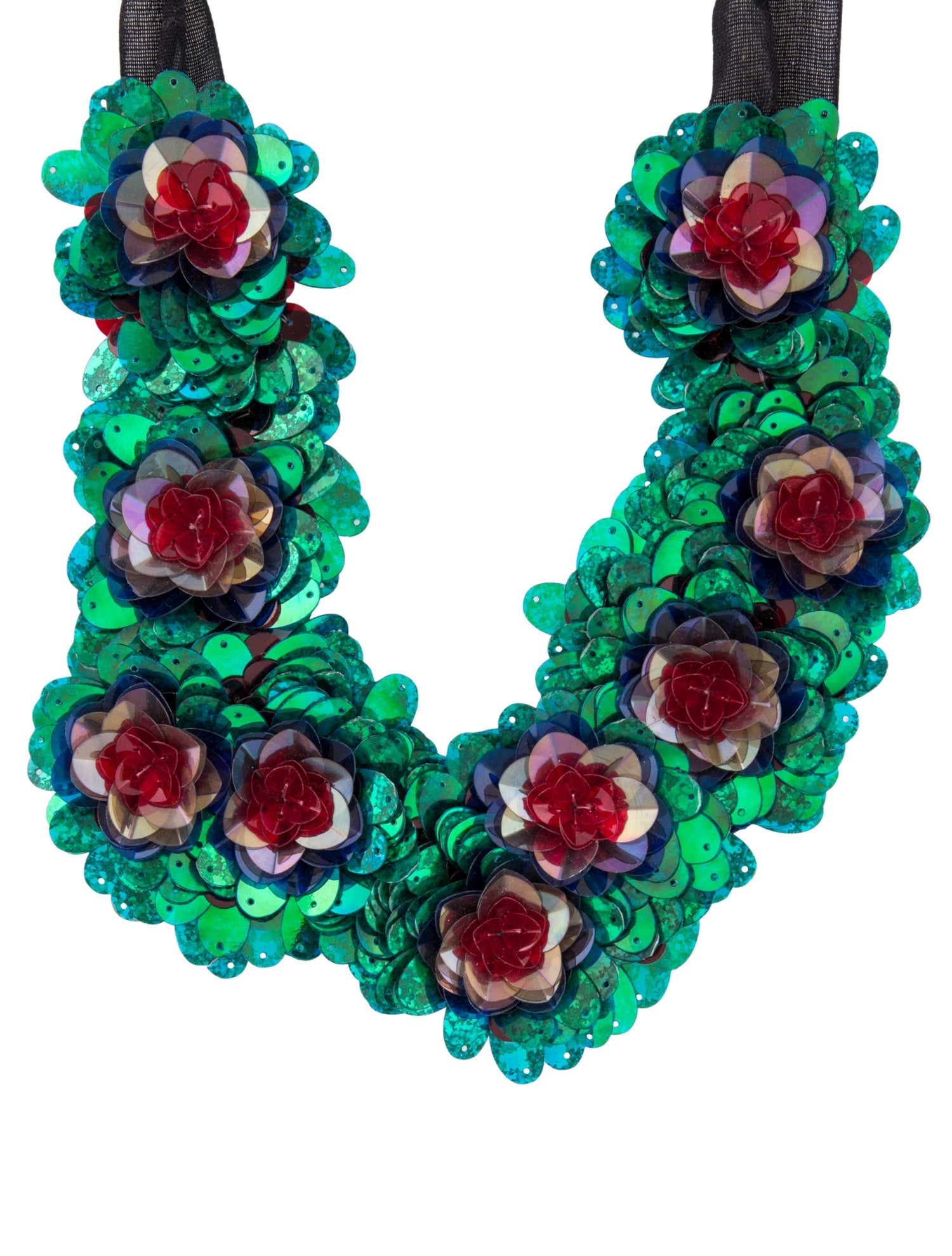 Vera Wang Sequin Floral Bib Collar Necklace
