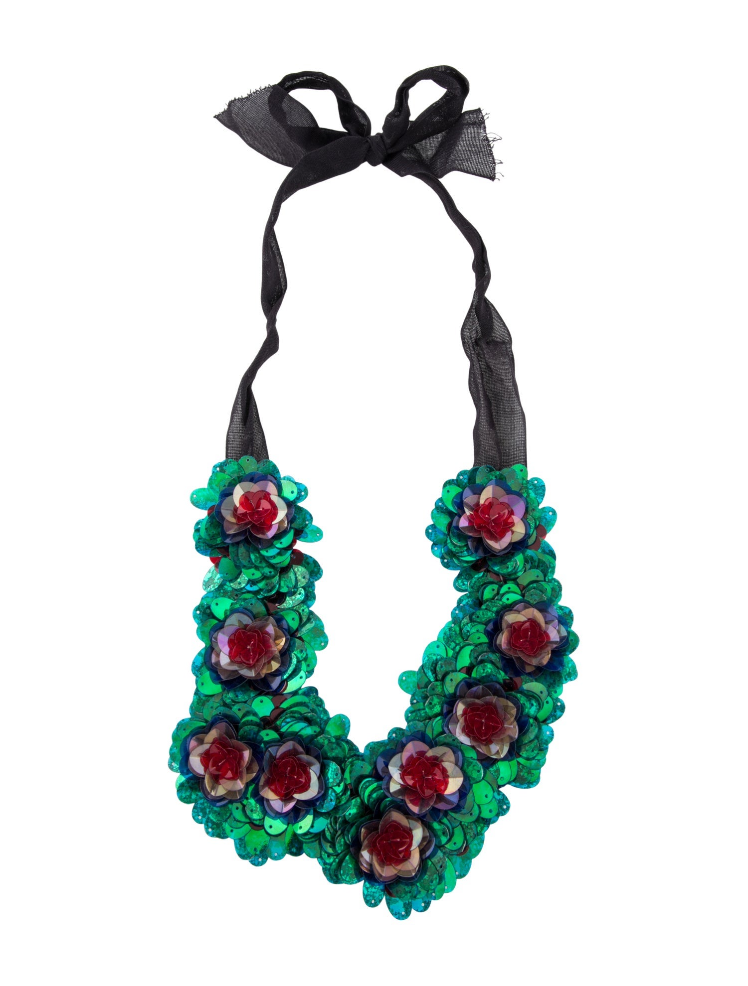 Vera Wang Sequin Floral Bib Collar Necklace