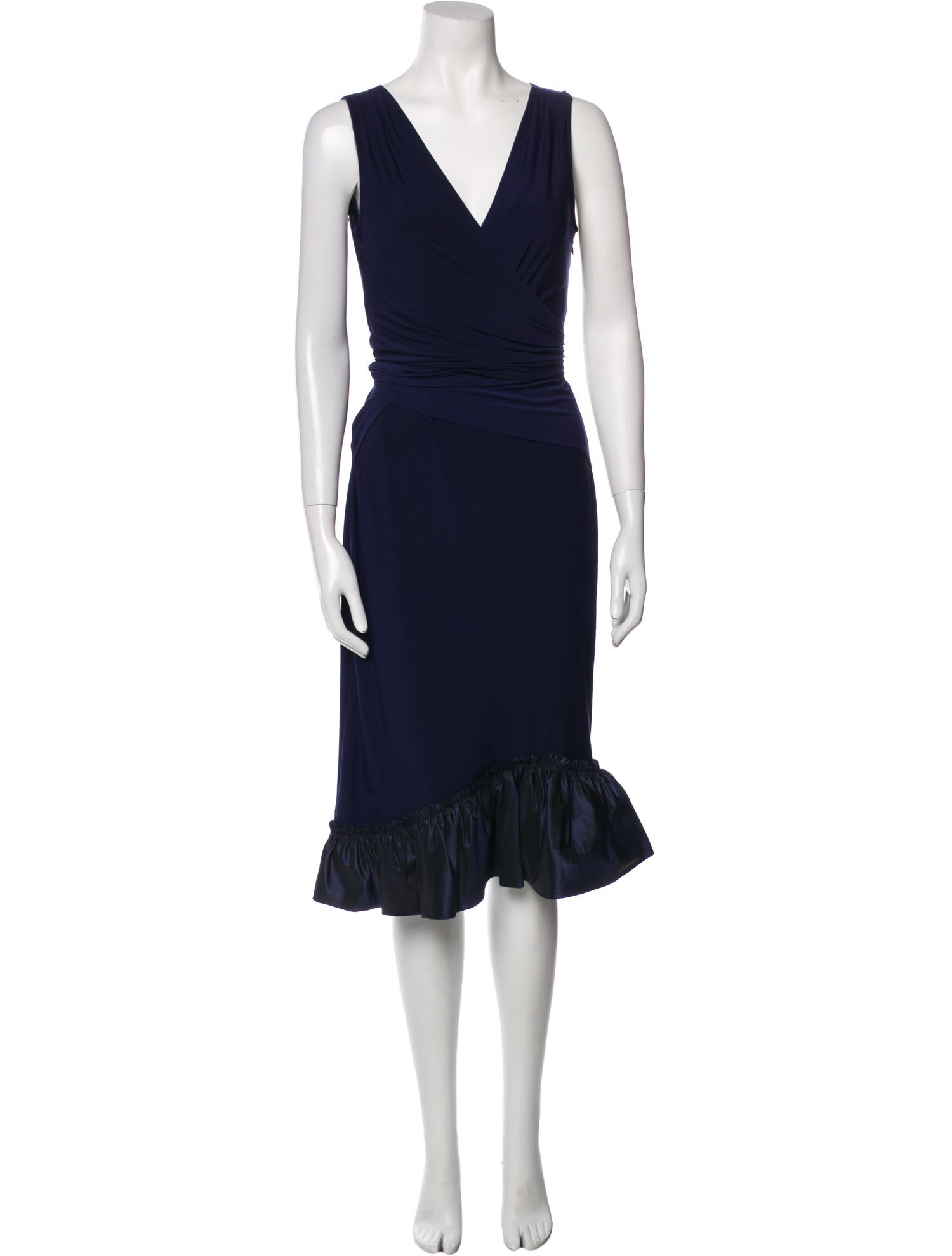 Vera Wang V-Neck Midi Length Dress