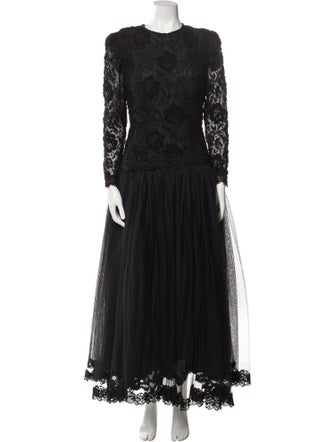 Vera Wang Crew Neck Long Dress