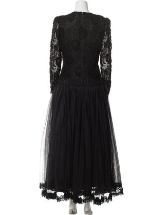 Vera Wang Crew Neck Long Dress