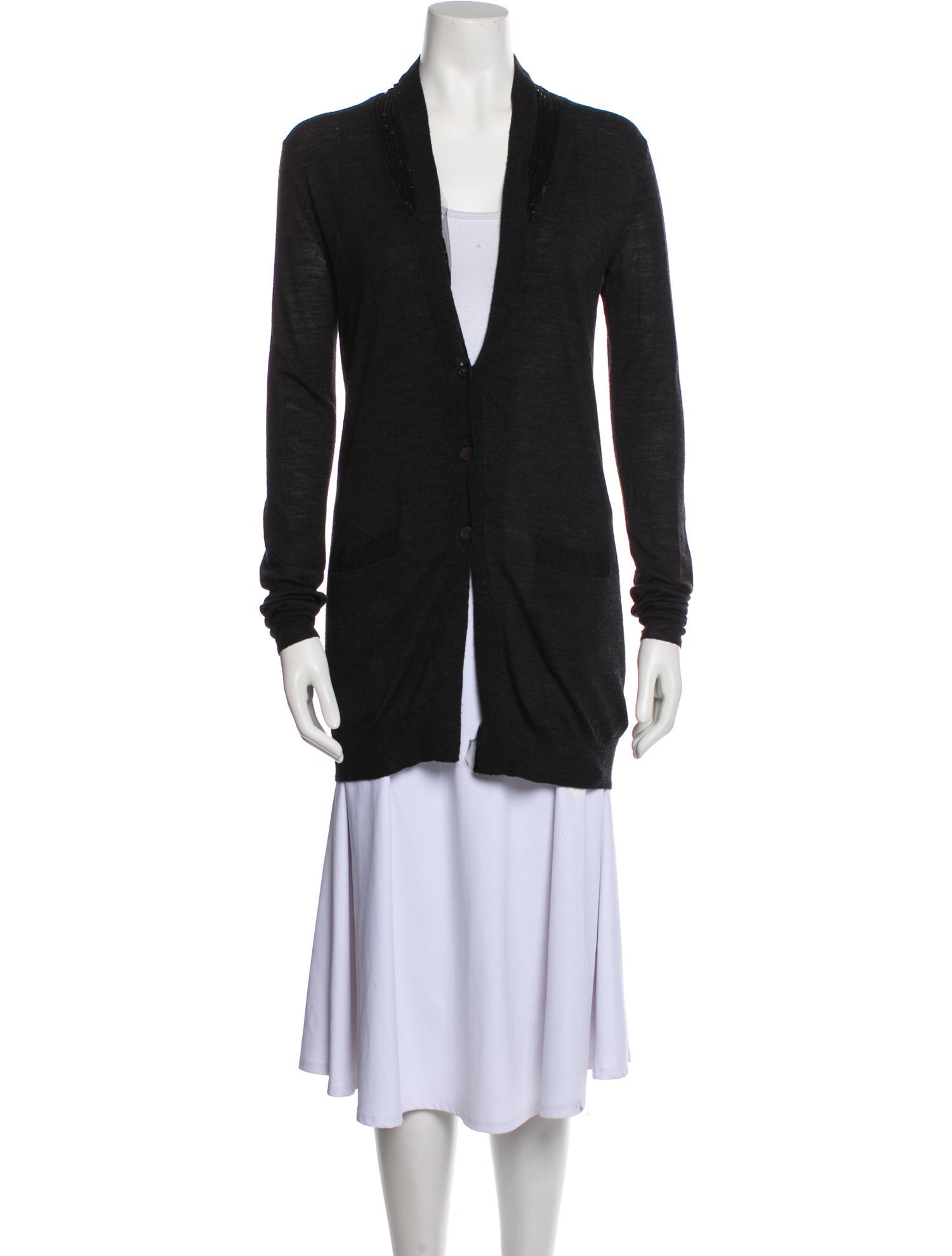 Vera Wang Merino Wool Plunge Neckline Sweater