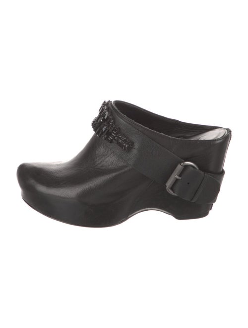 Vera Wang Leather Crystal Embellishments Mules