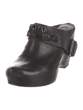 Vera Wang Leather Crystal Embellishments Mules