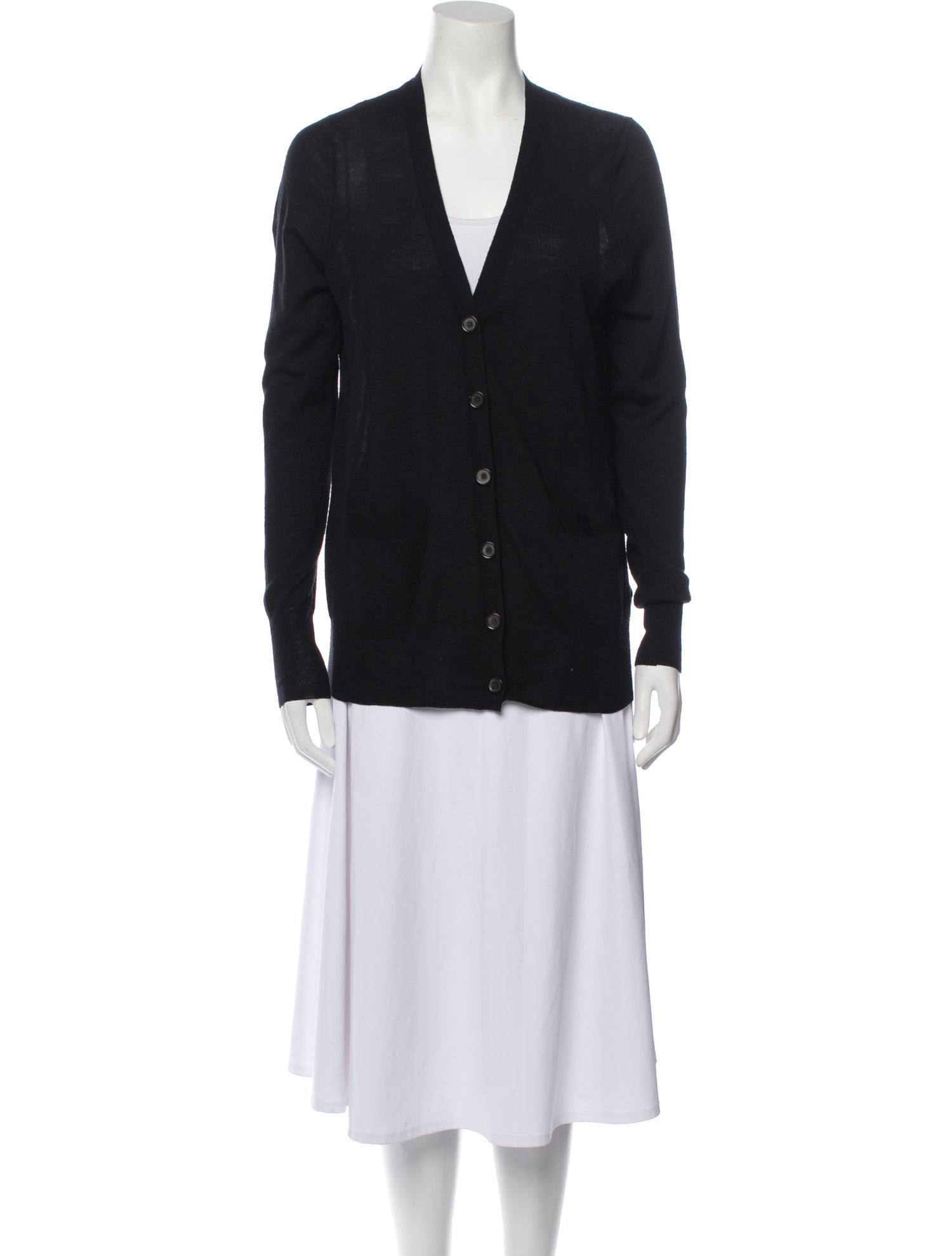 Vera Wang Merino Wool Plunge Neckline Sweater