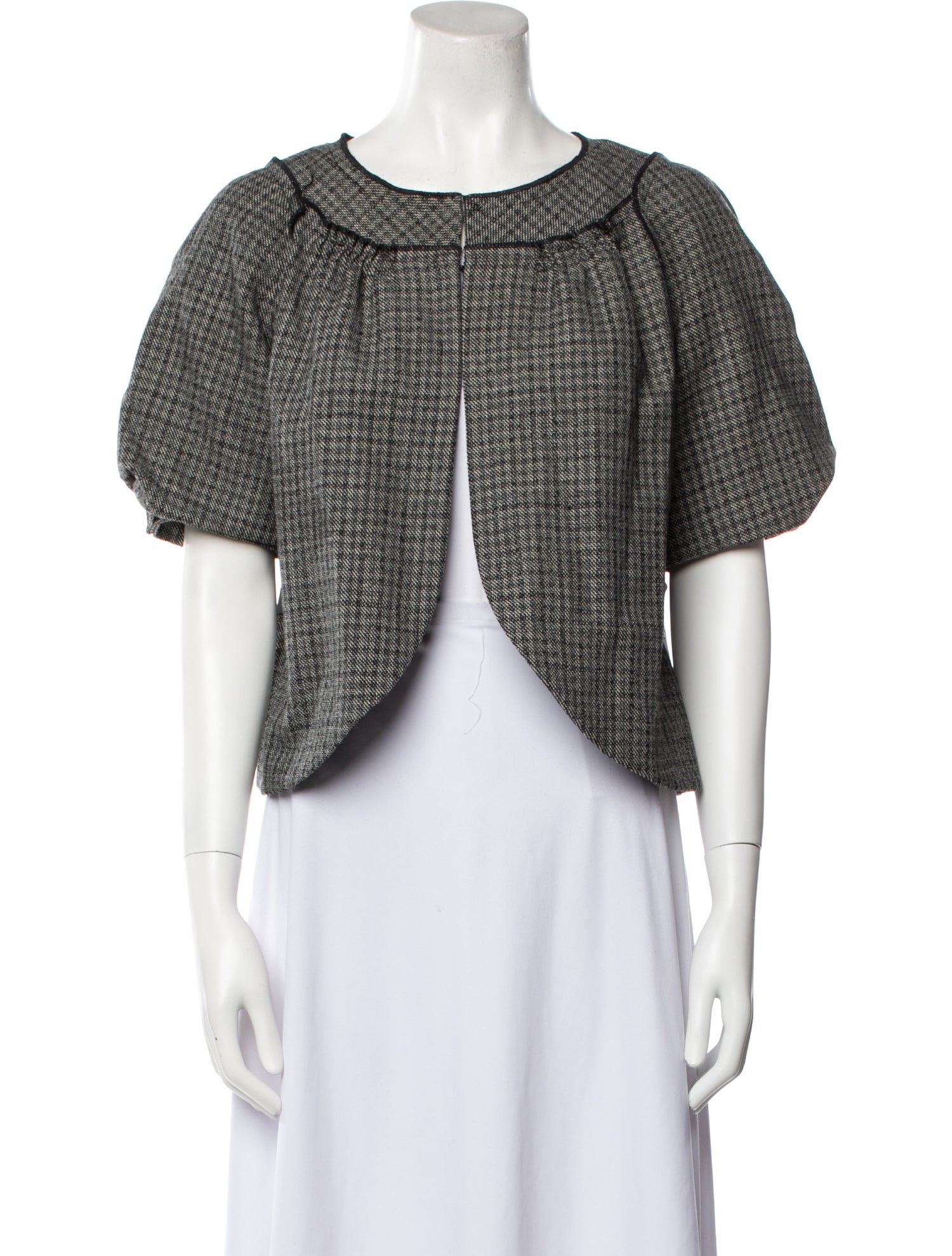Vera Wang Wool Plaid Print Evening Jacket