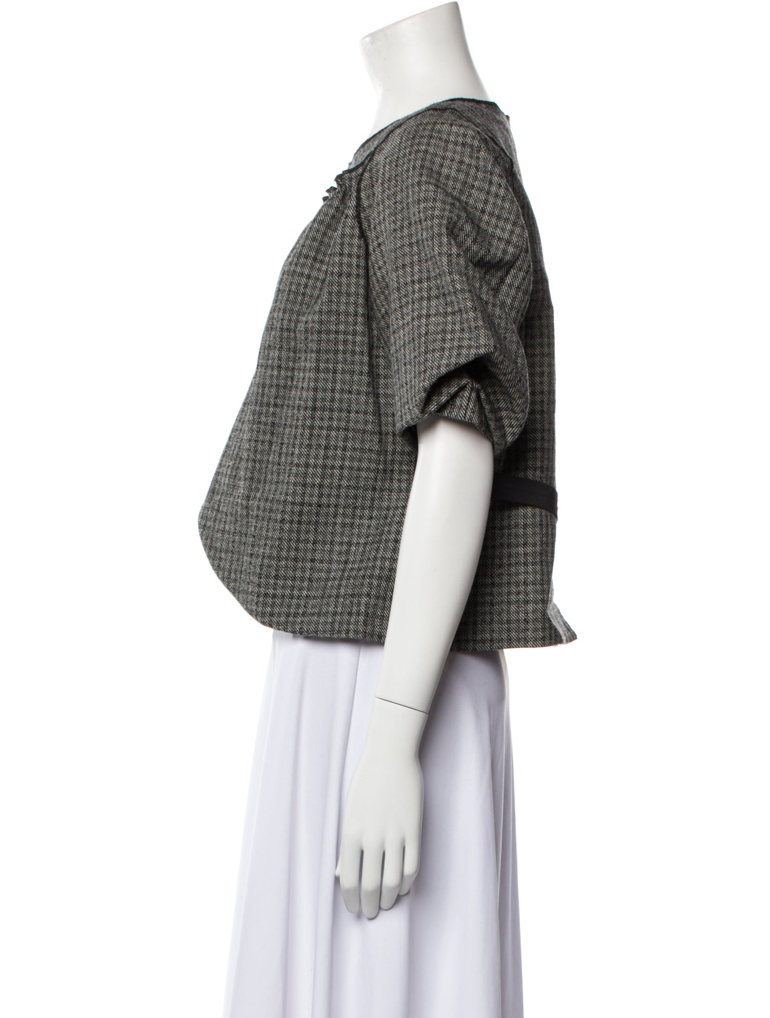 Vera Wang Wool Plaid Print Evening Jacket