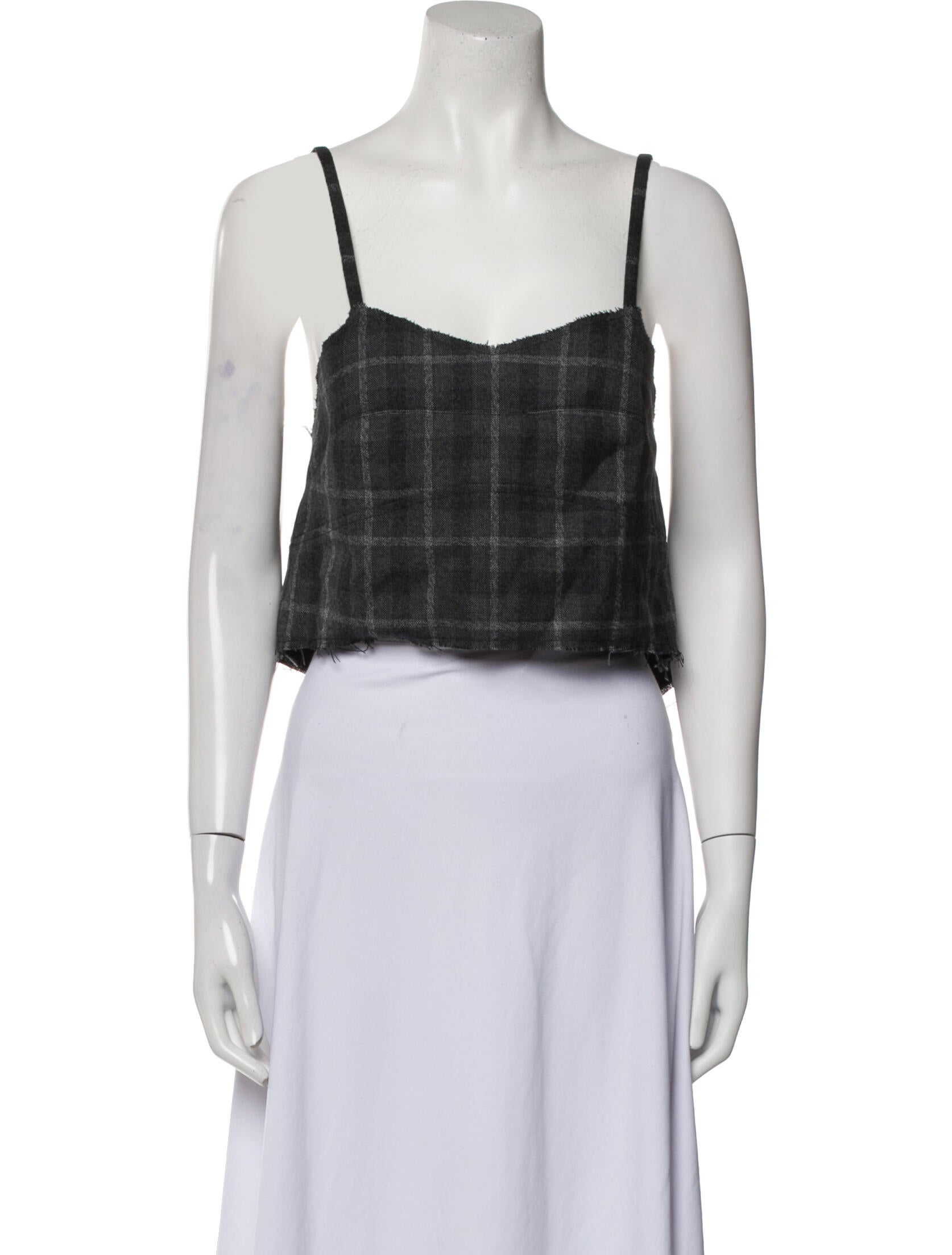 Vera Wang Wool Plaid Print Crop Top
