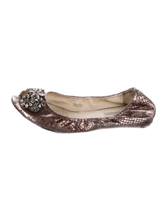Vera Wang Embossed Leather Animal Print Ballet Flats