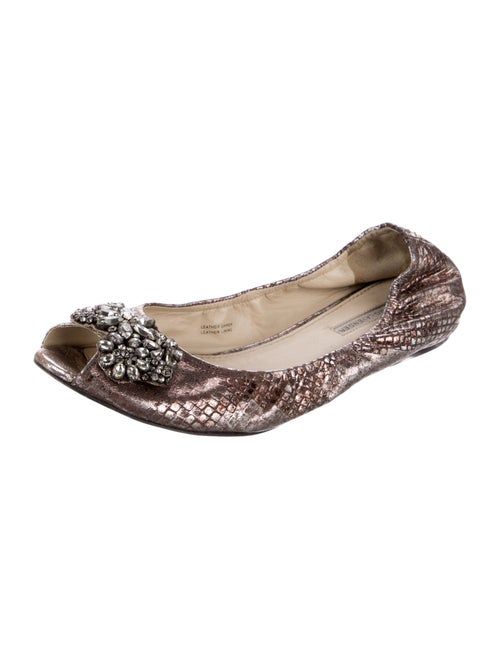 Vera Wang Embossed Leather Animal Print Ballet Flats