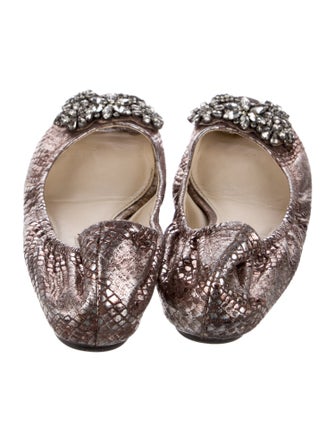 Vera Wang Embossed Leather Animal Print Ballet Flats