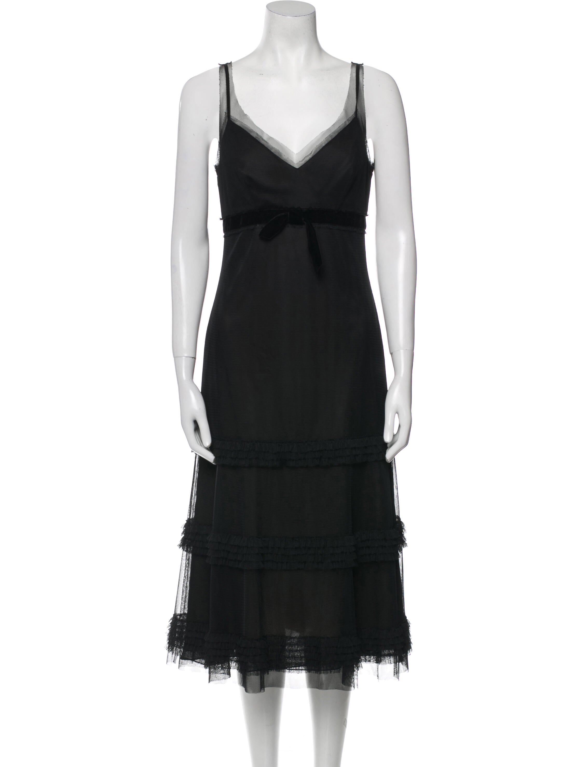 Vera Wang V-Neck Midi Length Dress