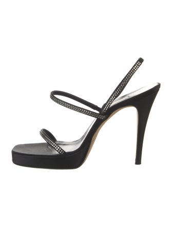 Vera Wang Satin Crystal Embellishments Slingback Sandals