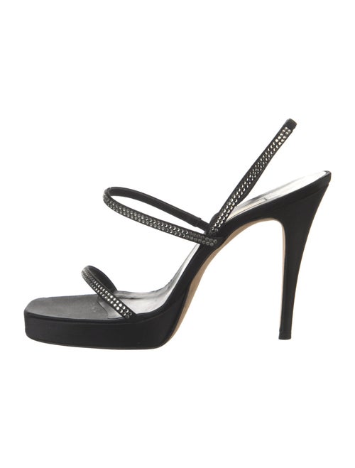 Vera Wang Satin Crystal Embellishments Slingback Sandals
