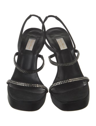 Vera Wang Satin Crystal Embellishments Slingback Sandals