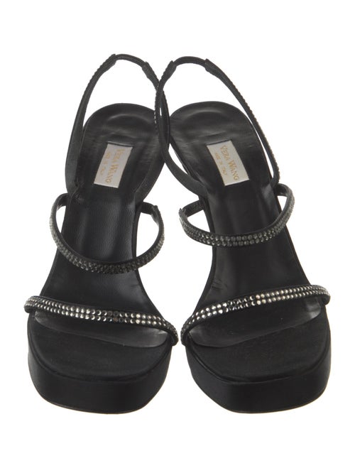 Vera Wang Satin Crystal Embellishments Slingback Sandals