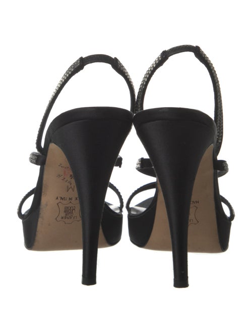 Vera Wang Satin Crystal Embellishments Slingback Sandals