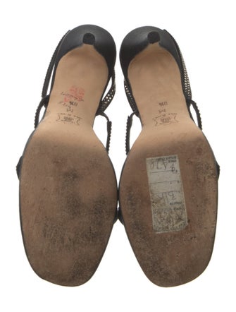 Vera Wang Satin Crystal Embellishments Slingback Sandals