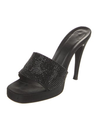 Vera Wang Satin Crystal Embellishments Slides