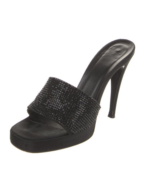 Vera Wang Satin Crystal Embellishments Slides