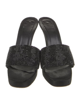 Vera Wang Satin Crystal Embellishments Slides