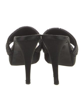 Vera Wang Satin Crystal Embellishments Slides