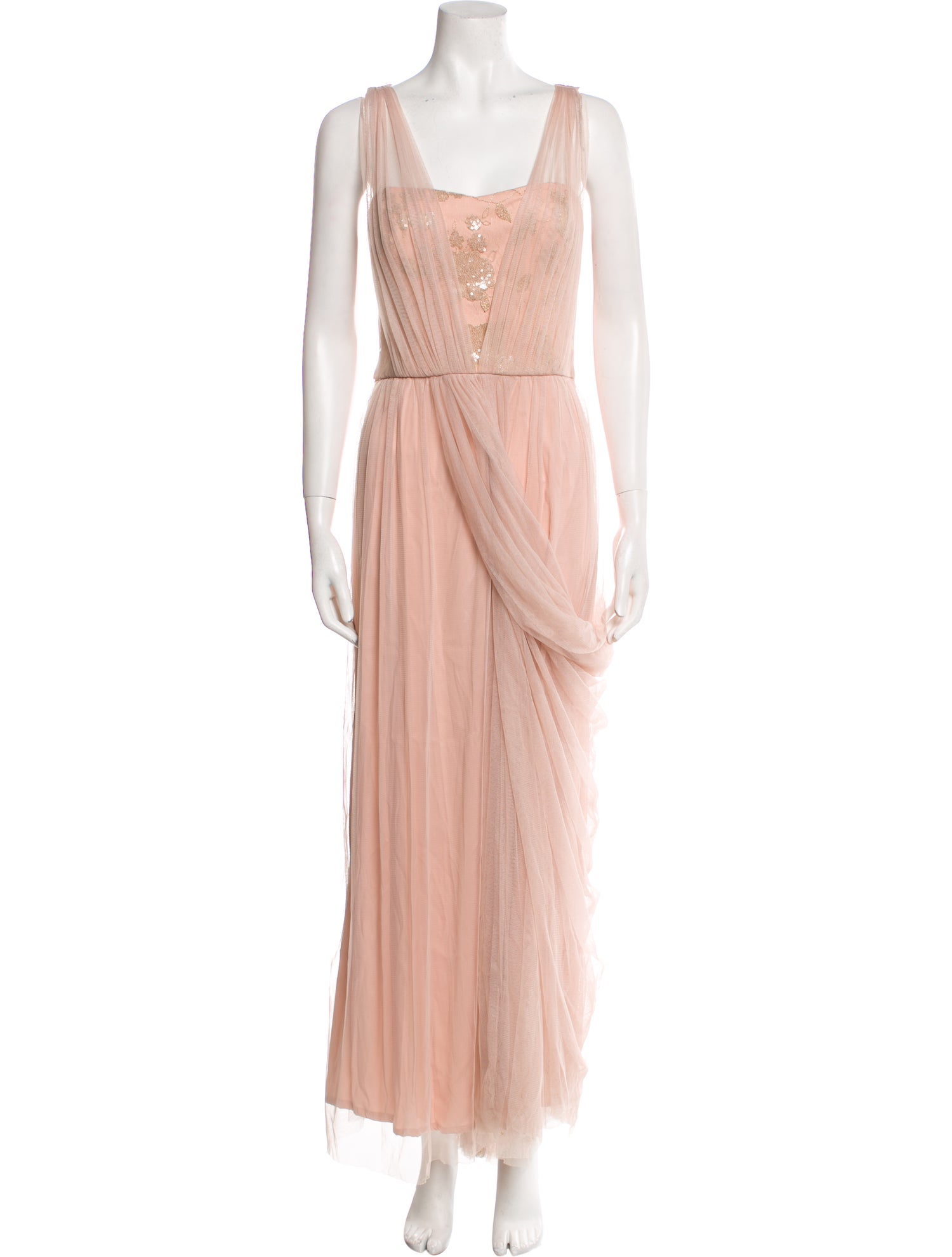 Vera Wang Square Neckline Midi Length Dress