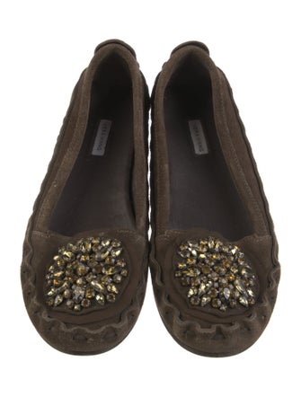 Vera Wang Suede Crystal Embellishments Flats