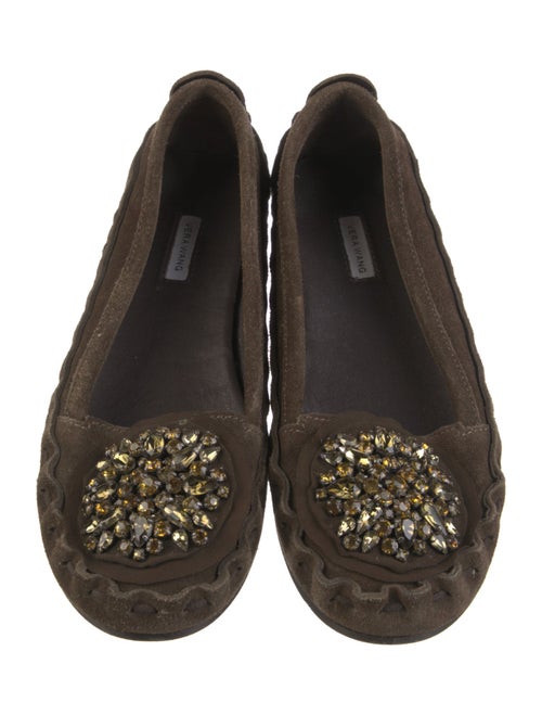 Vera Wang Suede Crystal Embellishments Flats