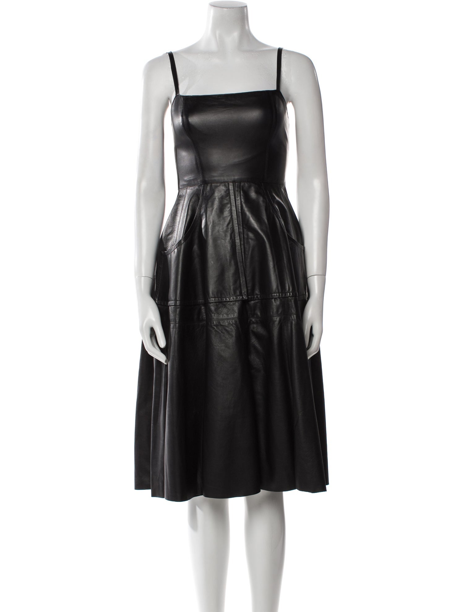 Vera Wang Lambskin Midi Length Dress