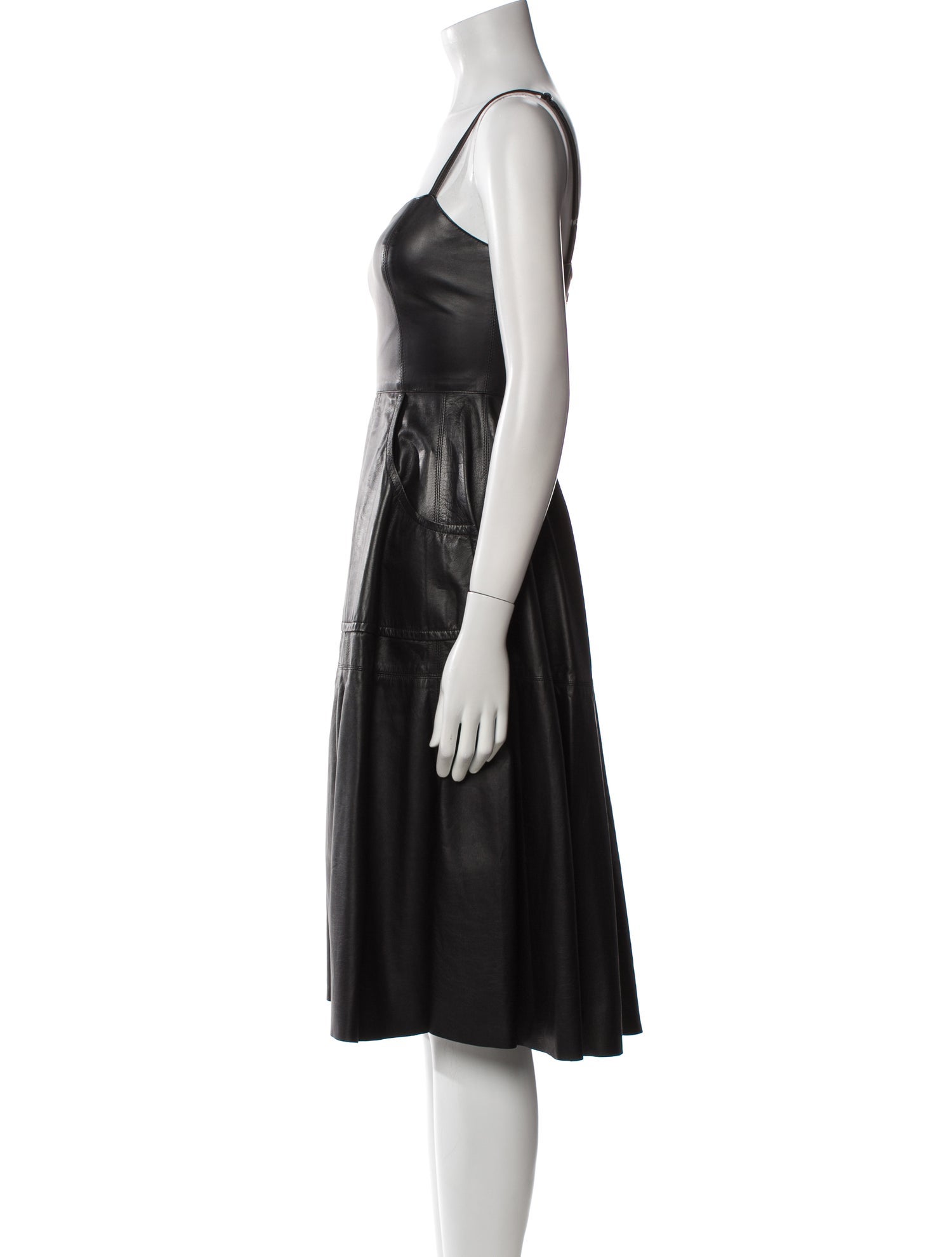 Vera Wang Lambskin Midi Length Dress