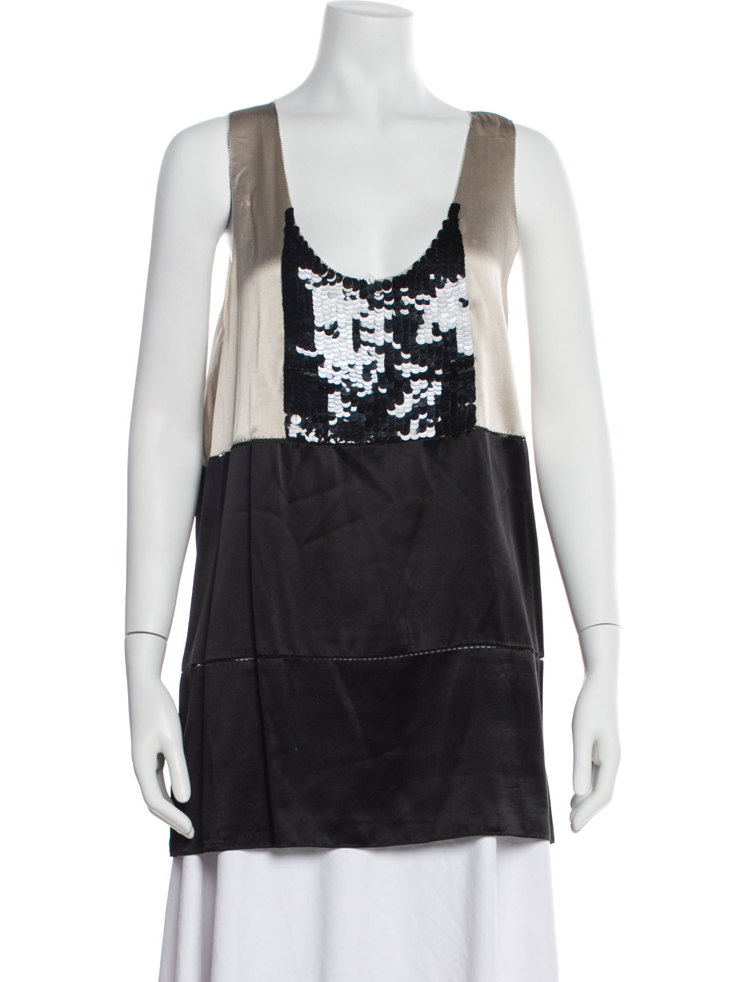 Vera Wang Silk Scoop Neck Top