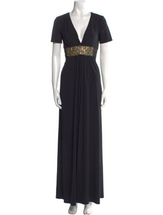 Vera Wang V-Neck Long Dress